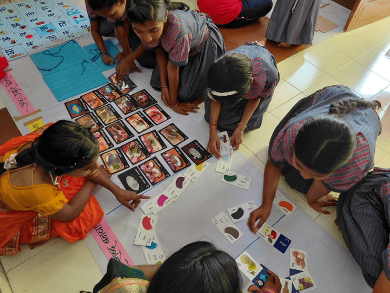 Children using fun learning kits