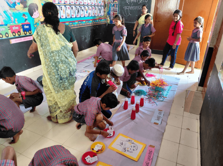 Children using fun learning kits